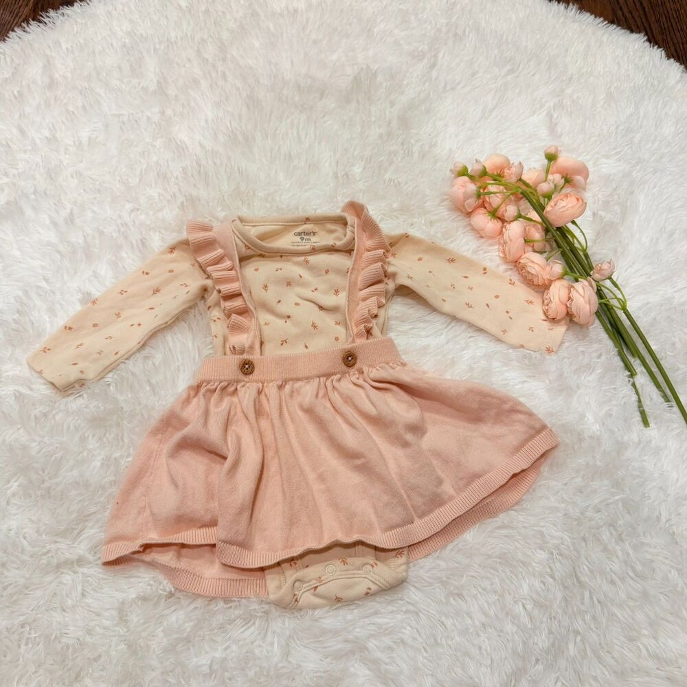 Cottagecore Baby Outfit Ruffle Bodysuit Suspender Skirt 6-9M